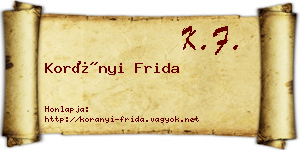 Korányi Frida névjegykártya